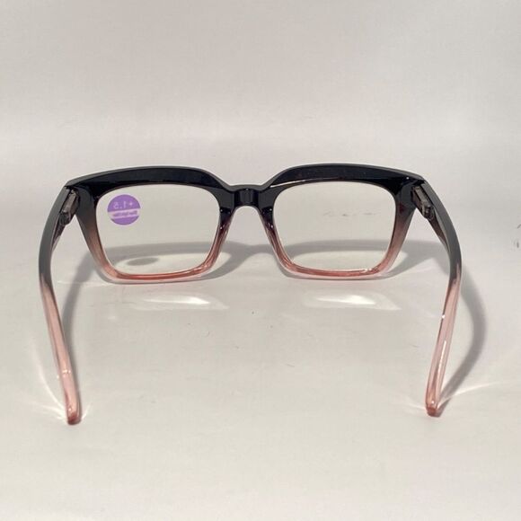 1327 Claudia 1.5 Black Pink Gadient Oversize Reading Glasses Square Concave NWT - Picture 5 of 9